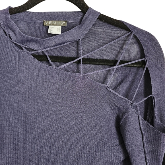 VENUS Women's Unique Purple Cutout Top - Picture 3 of 3